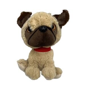 Brown Bulldog Plush Toy Time Sitting  Stuffed Animal Huge Sparkle Eyes 10"
